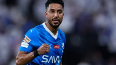 سالم الدوسري لاعب الهلال السعودي من مباراة الهلال ضد العروبة في دوري روشن السعودي للمحترفين
