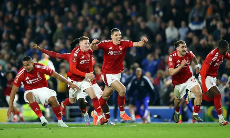 نوتنغهام فورست يتأهل إلى نصف نهائي كأس الاتحاد الإنجليزي بعد فوزه على برايتون بركلات الترجيح