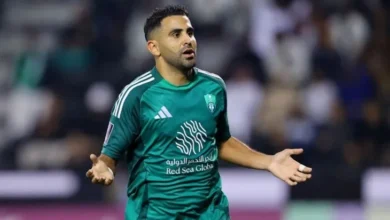 رياض محرز من مباراة الأهلي ضد الخلود في دوري روشن السعودي اليوم