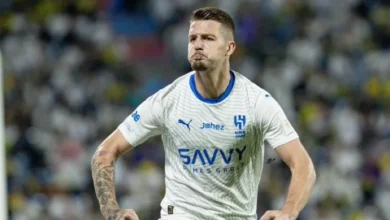 سافيتش في مباراة الهلال ضد الوحدة بالجولة قبل الأخيرة من دوري روشن السعودي للمحترفين اليوم