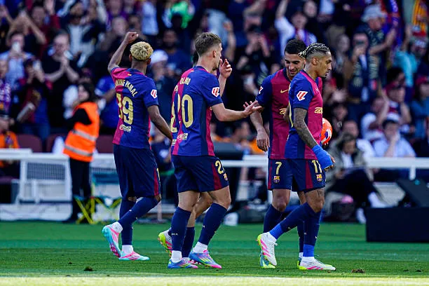 إحتفال لاعبي برشلونة بالهدف