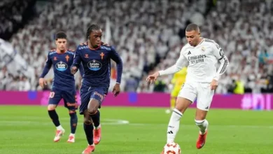 كيليان مبابي لاعب ريال مدريد خلال مباراة ريال مدريد ضد سيلتا فيجو في الدوري الاسباني