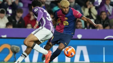 لامين يامال خلال مباراة برشلونة ضد بلد الوليد في الدوري الاسباني