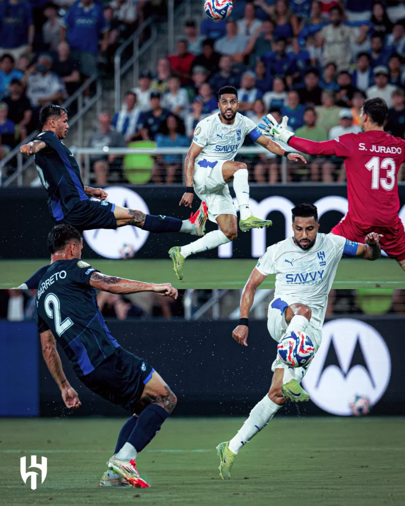 سالم الدوسري لحظة تسجيله هدف الأول للهلال ضد باتشوكا في كأس العالم للأندية 2025