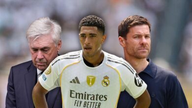 بيلينغهام مع تشابي ألونسو و كارلو أنشيلوتي