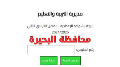 برقم الجلوس .. نتيجة الشهادة الإعدادية في محافظة البحيرة 2025 بنسبة نجاح 75.16%