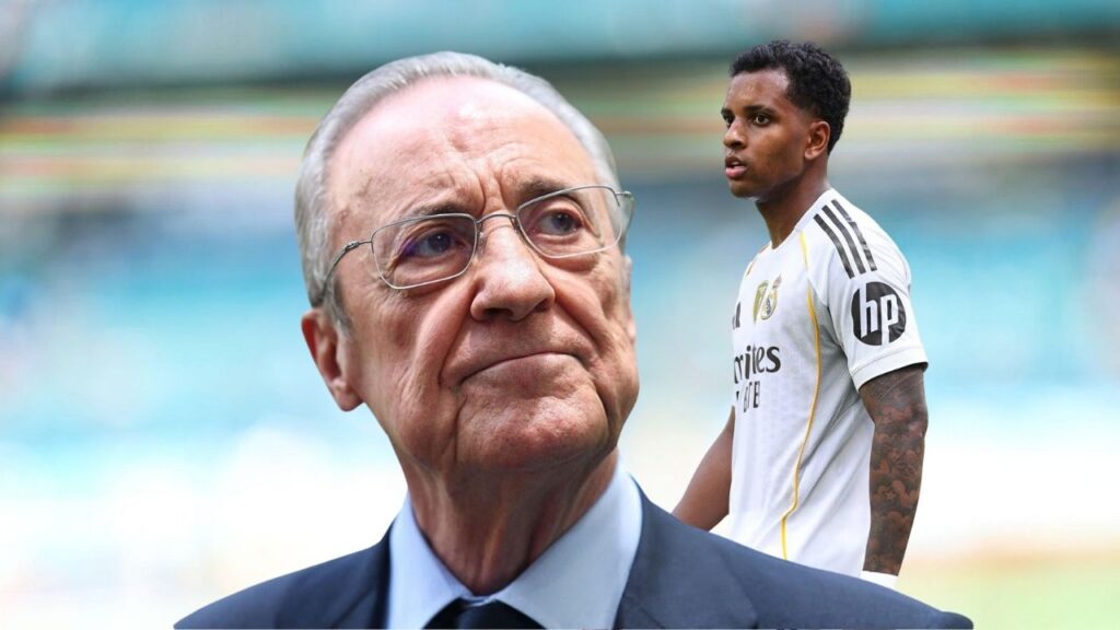 فلورنتينو بيريز رئيس نادي ريال مدريد و رودريغو لاعب نادي الريال