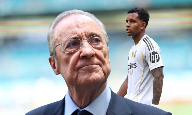 فلورنتينو بيريز رئيس نادي ريال مدريد و رودريغو لاعب نادي الريال