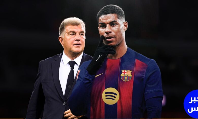 راشفورد مع لابورتا رئيس نادي برشلونة