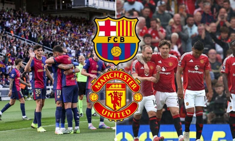 لاعبي مانشستر يونايتد و برشلونة