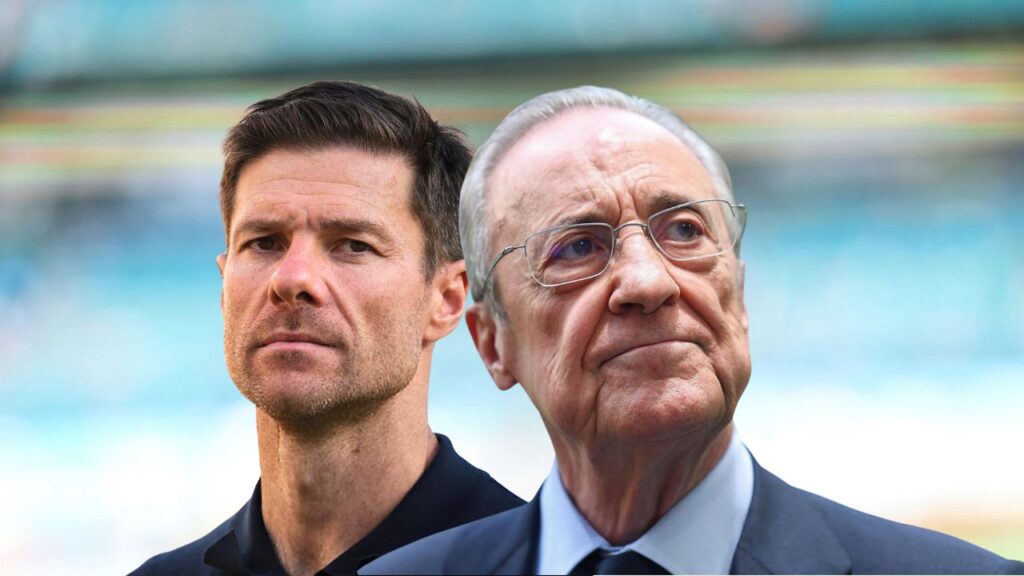 فلورنتينو بيريز رئيس نادي ريال مدريد وتشابي ألونسو مدرب ريال مدريد